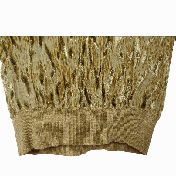 VALENTINO Mustard Green Sweater Long Sleeve Velvet Burnout Mesh Designer Top - Picture 7 of 12